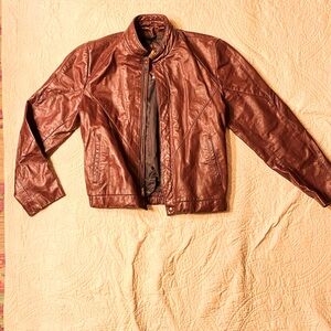 Mens vintage leather jacket cherry cola red made in brazil size 38